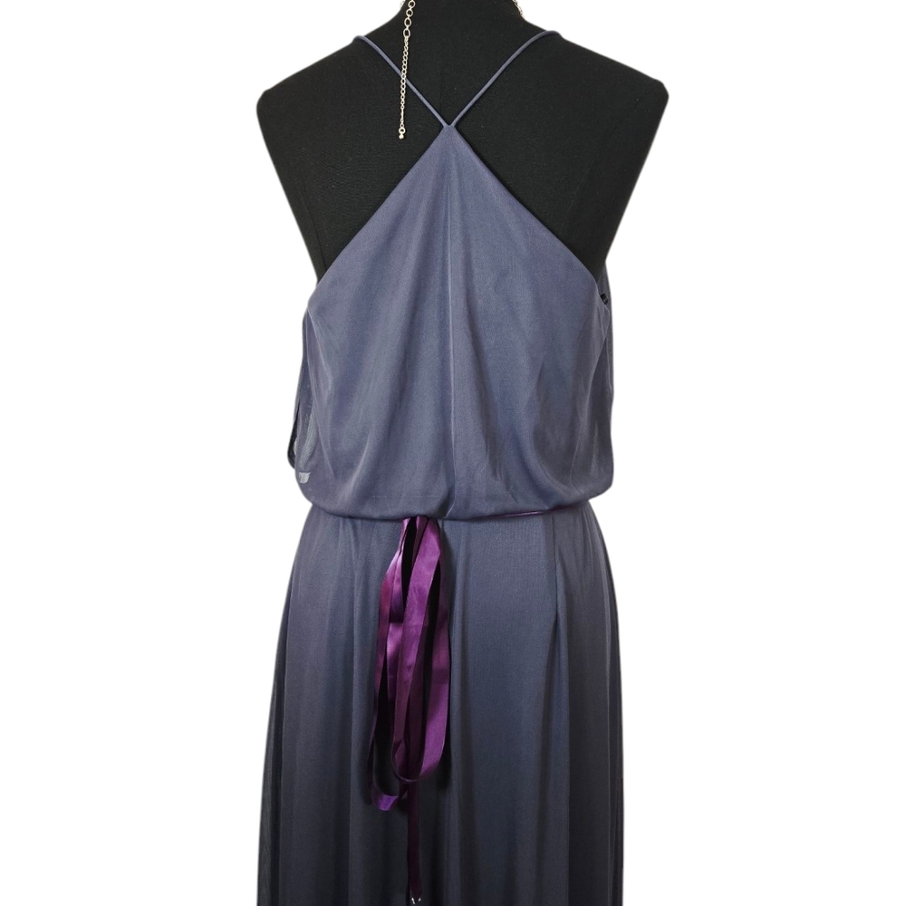 Alfred Sung D739 Deep Onyx Gown Sz 10 Formal Spaghetti Strap Evening Dress 60” - Picture 5 of 15